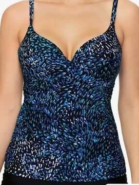 New! Island Escape Women's Gemini Push-Up Underwire Tankini Top, Size 12